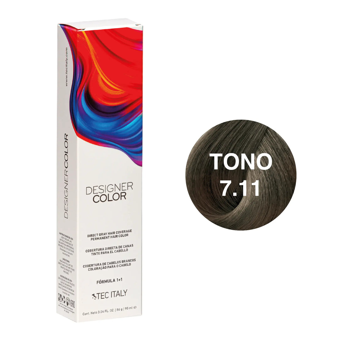 Tinte Tec Italy Designer Color 7.11 Rubio Cenizo Profundo Tec Italy