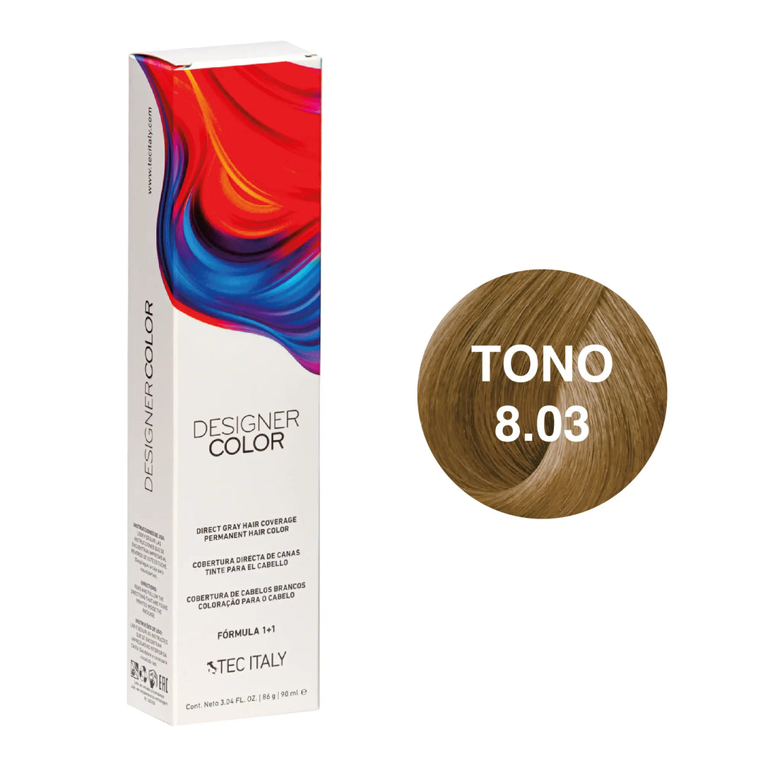 Tinte Tec Italy Designer Color 8.03 Rubio Claro Ligeramente Dorado Tec Italy