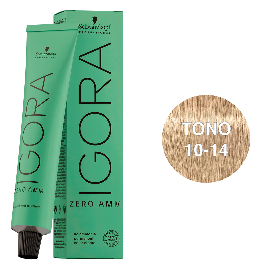 Tinte Permanente Igora Zero AMM 10-14 Rubio Platino Ceniza Beige 60ml