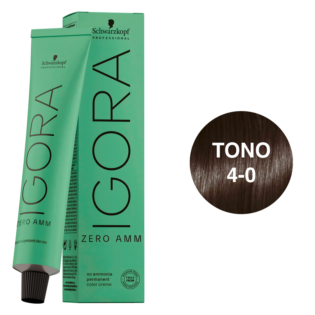 Igora Zero AMM Tinte Permanente 4-0 Castaño Medio Claro 60ml