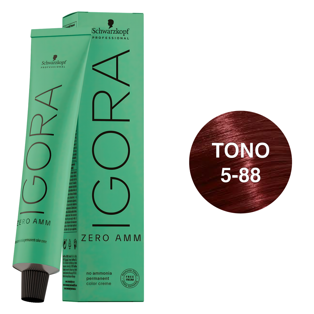 Tinte Permanente Igora Zero AMM 5-88 Castaño Claro Rojo Intenso 60ml