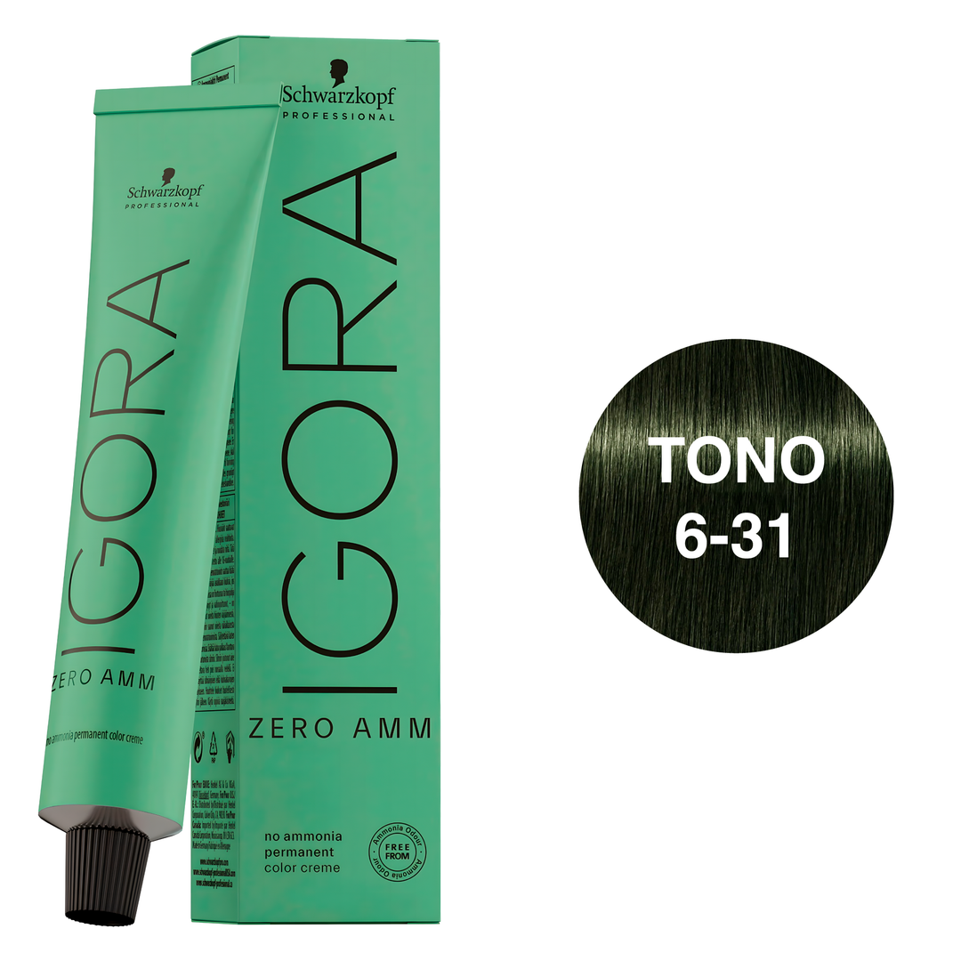 Igora Zero AMM Tinte Permanente 6-31 Rubio Oscuro Matte Ceniza 60ml