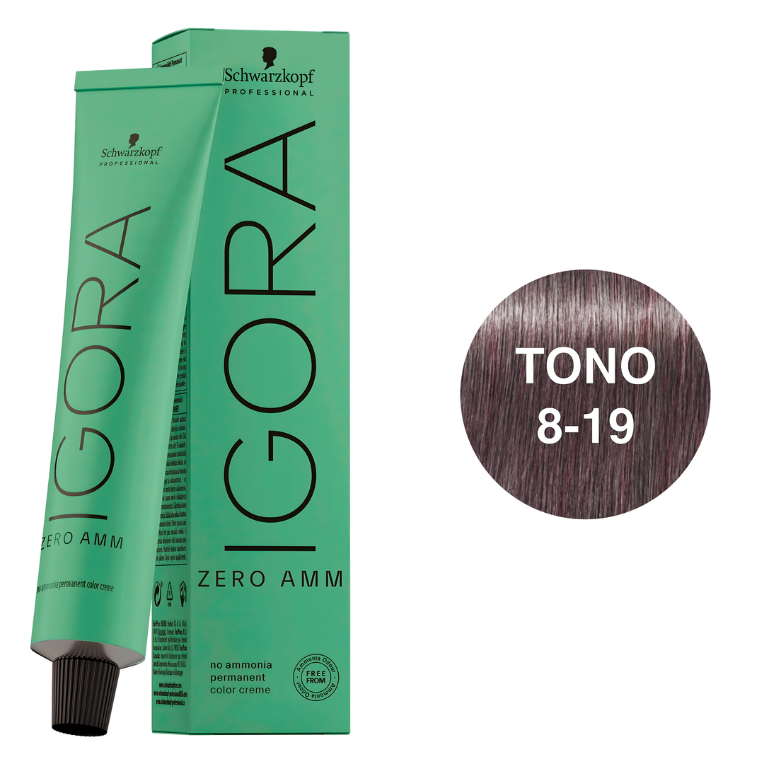 Igora Zero AMM Tinte Permanente 8-19 Rubio Claro Ceniza Violeta 60ml