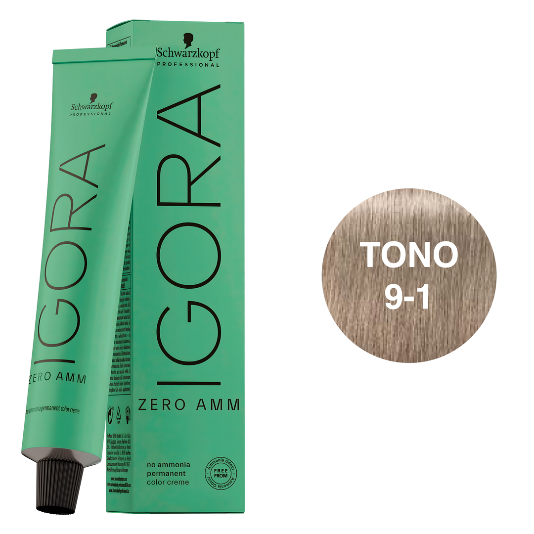 Igora Zero AMM Tinte Permanente 9-1 Rubio Muy Claro Ceniza 60ml