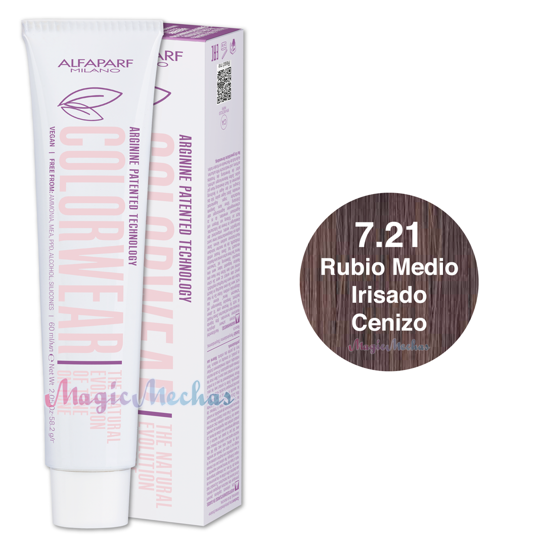 Alfaparf Colorwear Tintes Tono Sobre Tono # 7.21 Rubio Medio Irisado Ceniza