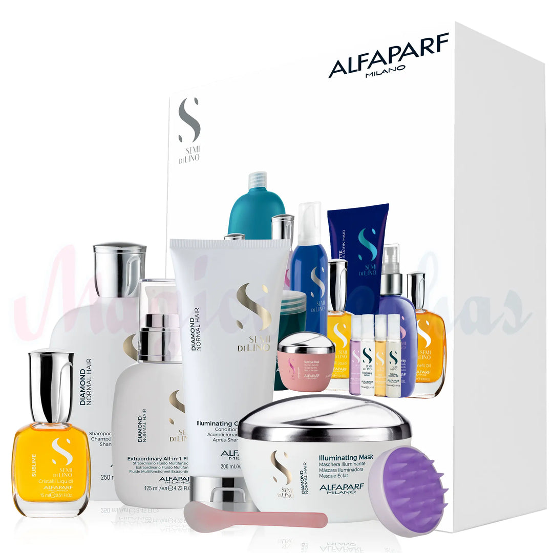 Kit Alfaparf Semi Di Lino Diamond Normal Hair Shampoo + Acondicionador + Mascarilla + Obsequios Alfaparf