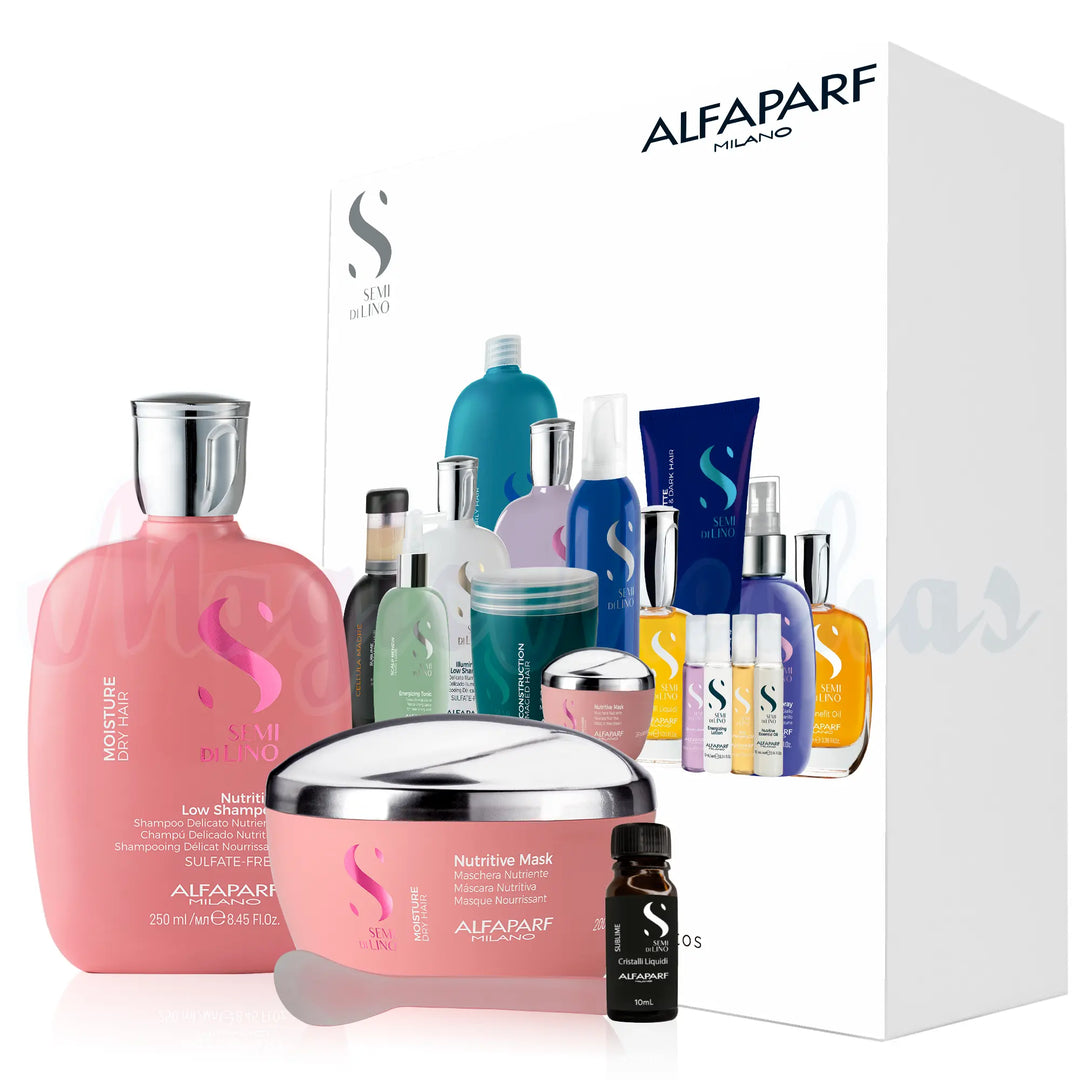 Kit Alfaparf Semi Di Lino Moisture Dry Hair Shampoo + Mascarilla + Obsequio Alfaparf