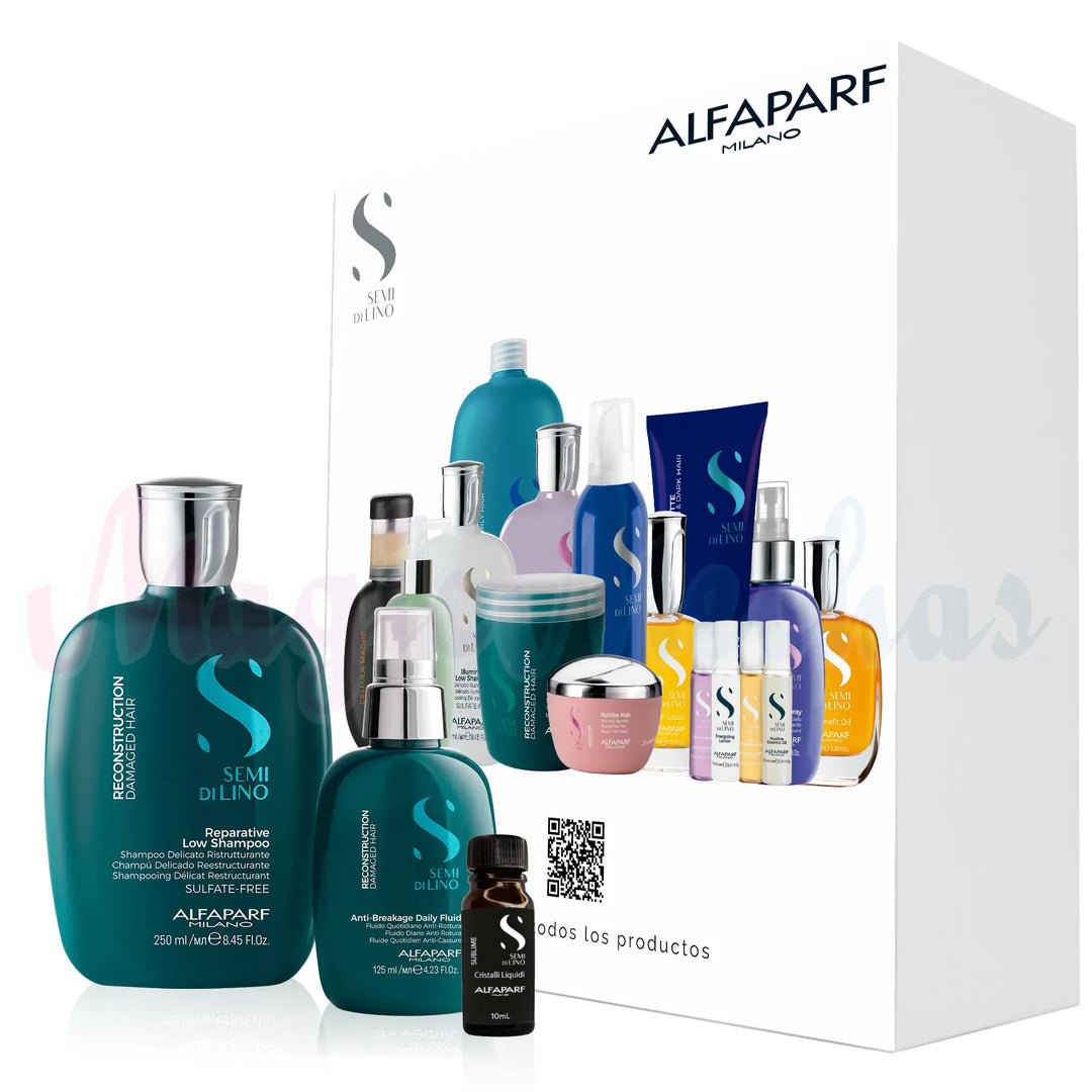 Kit Alfaparf Semi Di Lino Reconstruction Damaged Hair Shampoo + Spray Diario Alfaparf