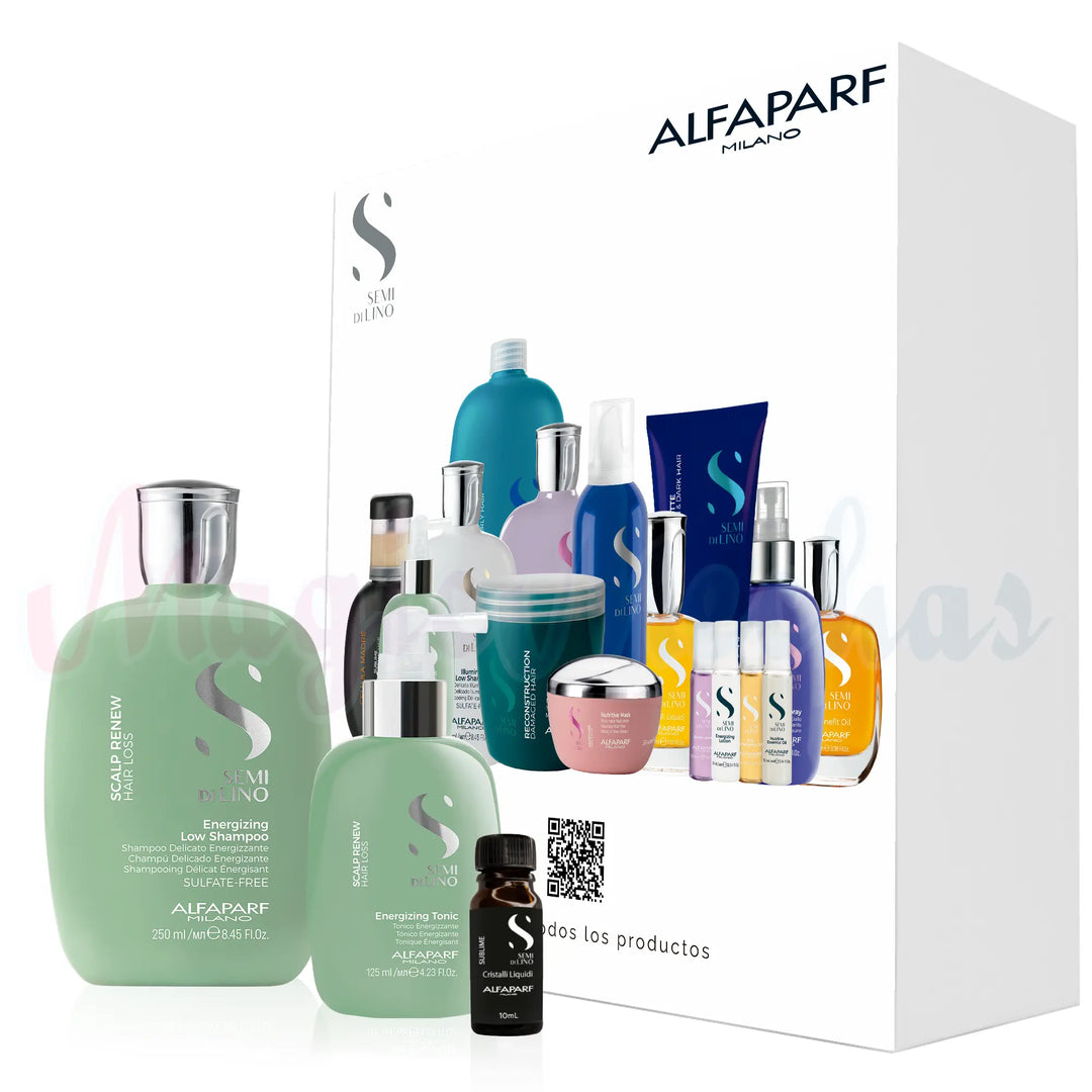 Kit Alfaparf Semi Di Lino Scalp Renew Hair Loss Shampoo Energizante + Tonico Energizante Alfaparf