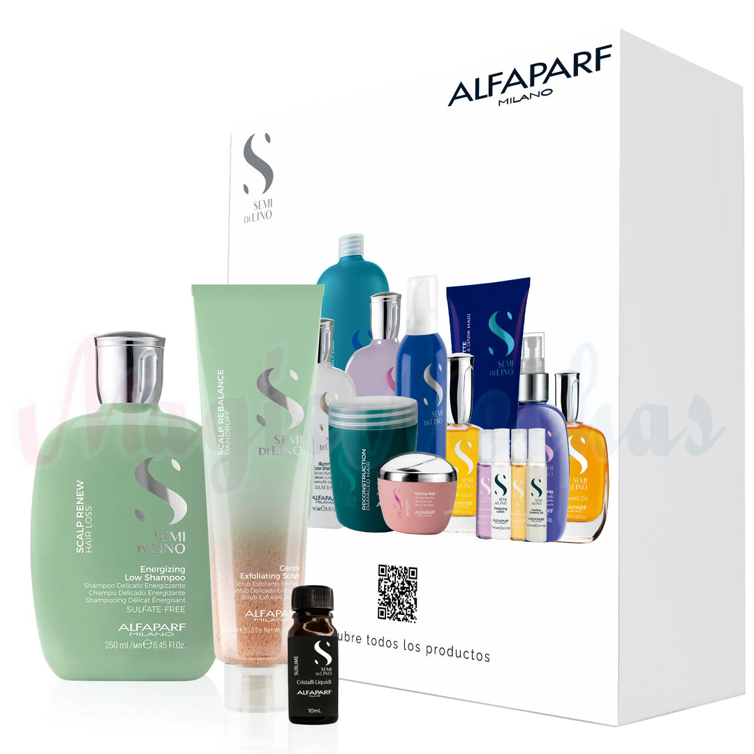 Kit Alfaparf Semi Di Lino Scalp Rebalance Oily Skin Shampoo Equilibrador + Exfoliante Delicado Alfaparf