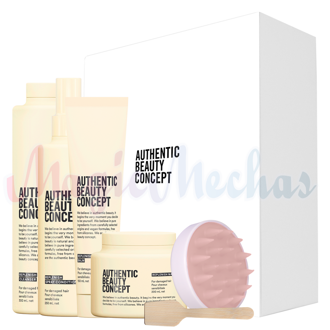 Kit Authentic Beauty Concept Replenish Shampoo + Acondicionador Spray + Mascarilla + Balsamo + Obsequio. Authentic Beauty Concept