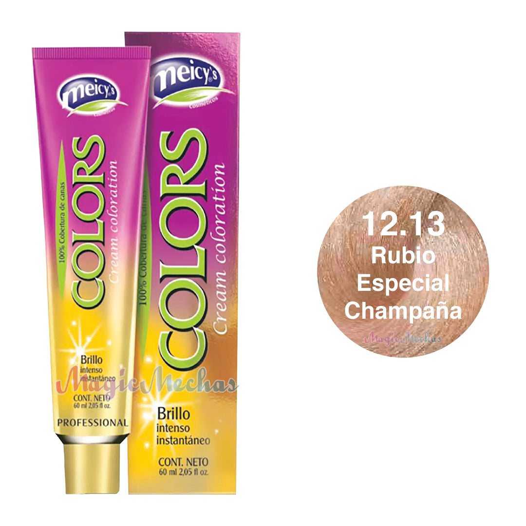 Meicys Tinte Colors Permanente 12.13 Rubio Especial Champaña 60mL Meicys