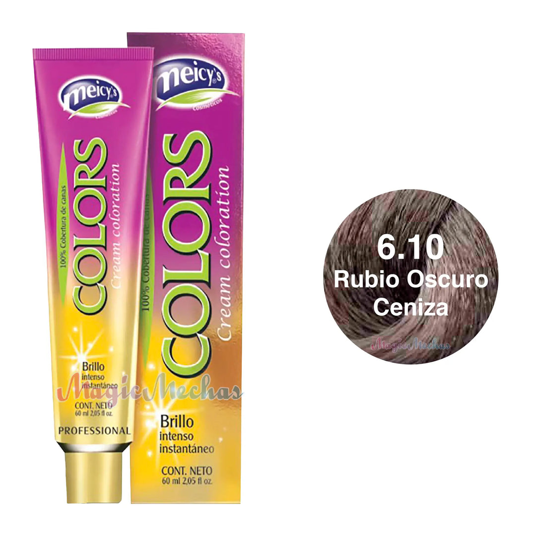 Meicys Tinte Colors Permanente 6.10 Rubio Oscuro Ceniza 60mL Meicys