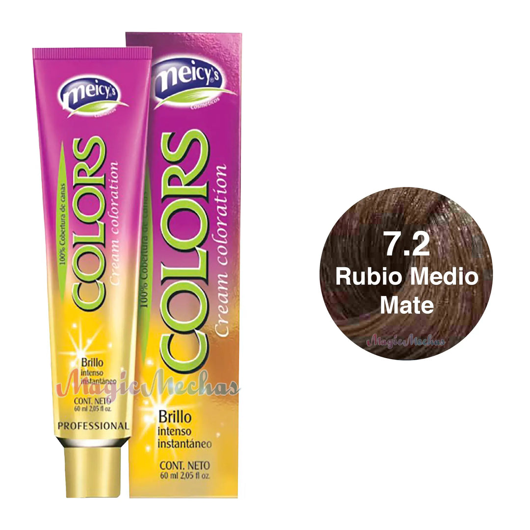 Meicys Tinte Colors Permanente 7.2 Rubio Medio Mate 60mL Meicys