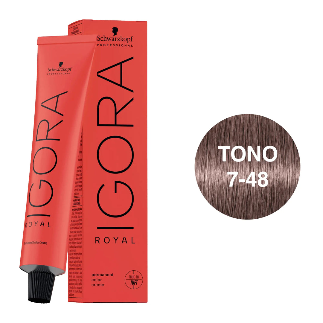 Igora Royal tinte 7-48 Rubio Medio Beige Rojo 60mL - Magic Mechas