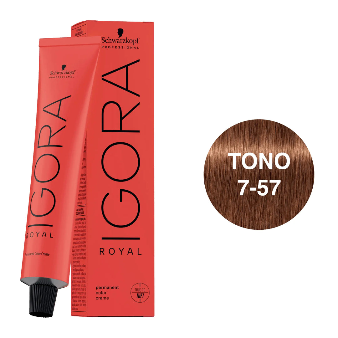 Igora Royal Tono 7-57 Rubio Medio Dorado Cobrizo 60mL - Magic Mechas
