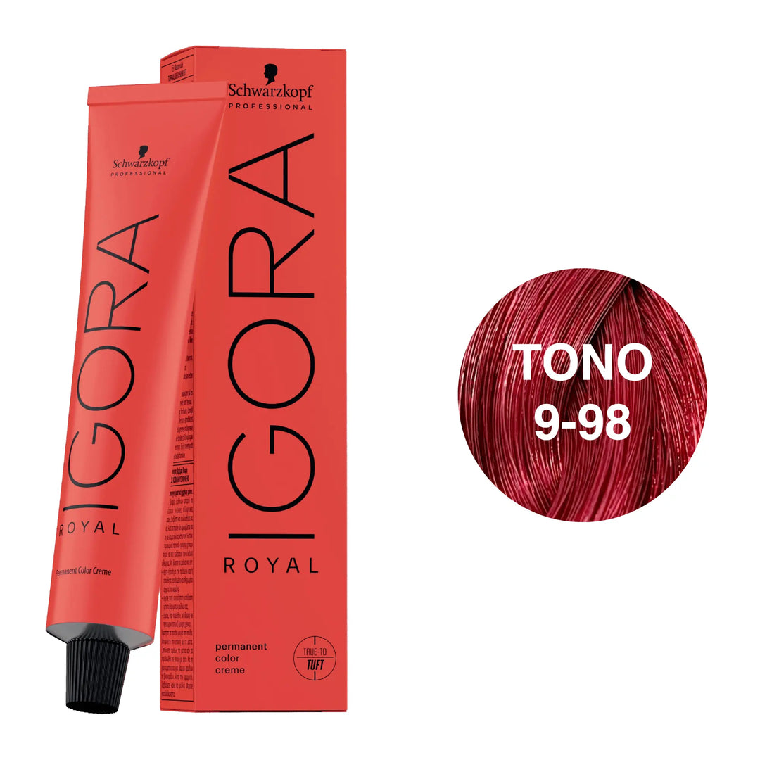 Igora Royal Tono 9-98 Rubio Muy Claro Violeta Rojo 60mL - Magic Mechas