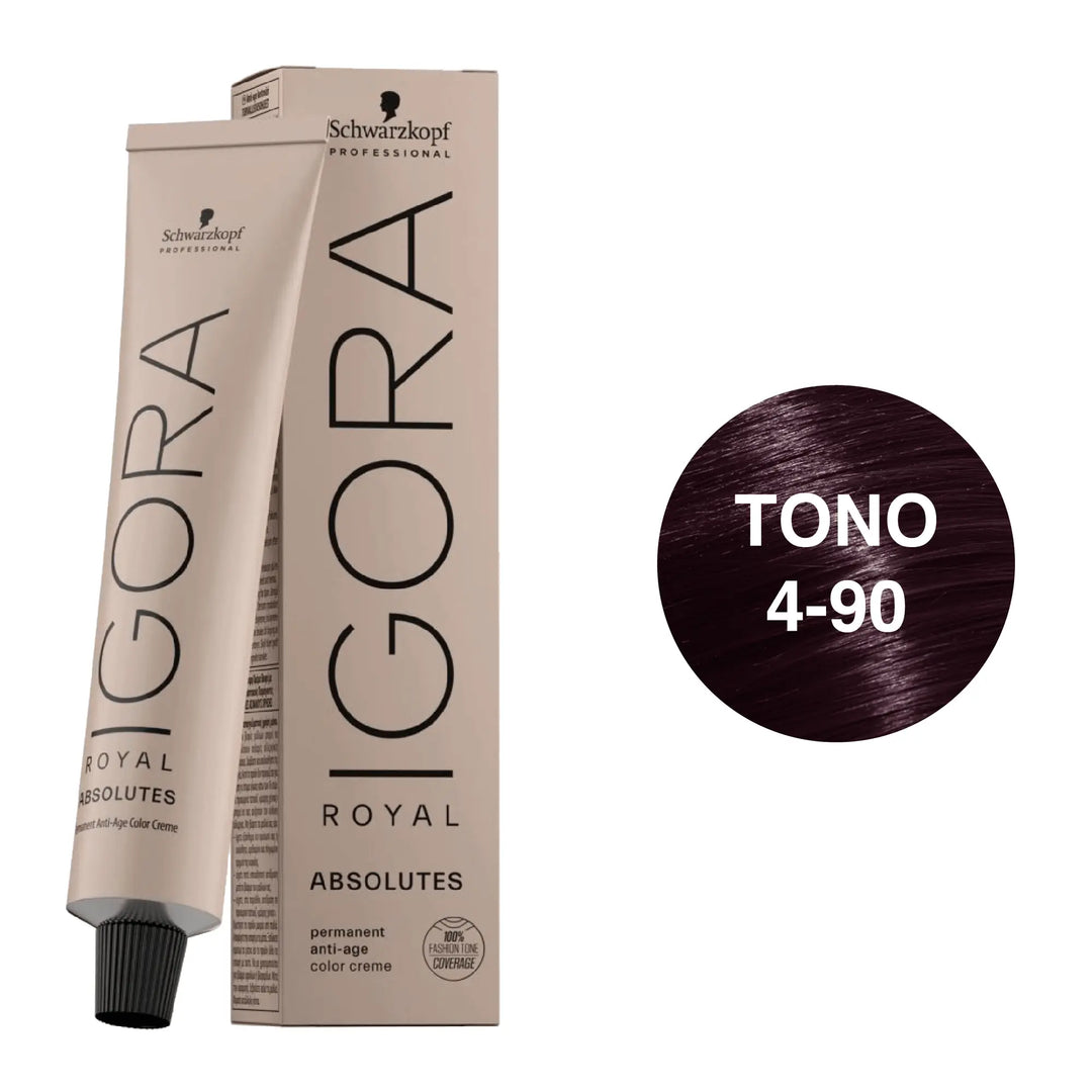Igora Royal Absolutes Tono 4-90 Castaño Medio Violeta Natural 60mL - Magic Mechas