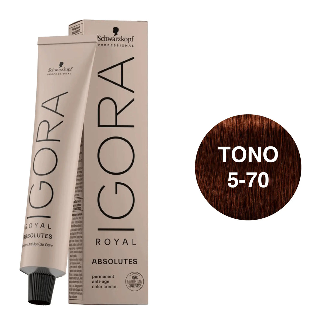 Igora Royal Absolutes Tono 5-70 Castaño Claro Cobrizo Natural 60mL - Magic Mechas