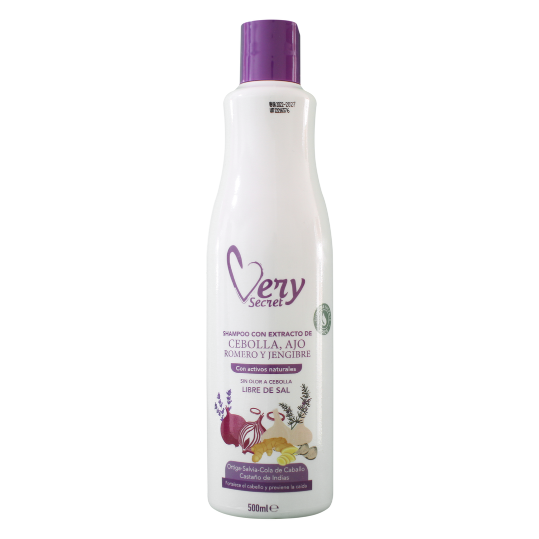 Very Secret Shampoo Con Extracto De Cebolla, Ajo, Romero y Jengibre 500ml Very Secret