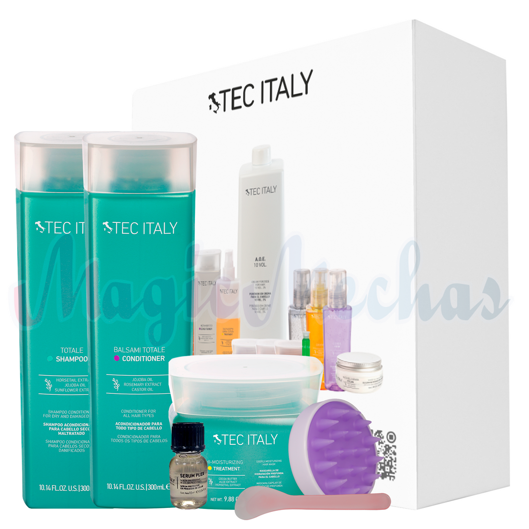 Kit Tec Italy Shampoo Totale + Acondicionador + Mascarilla Moisturizing+ Obsequio Tec Italy