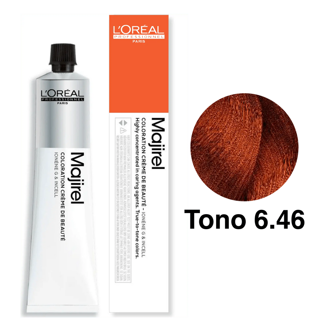 Tinte Majirel Tono 6.46 Rubio Oscuro Cobrizo Rojizo 50mL - Magic Mechas