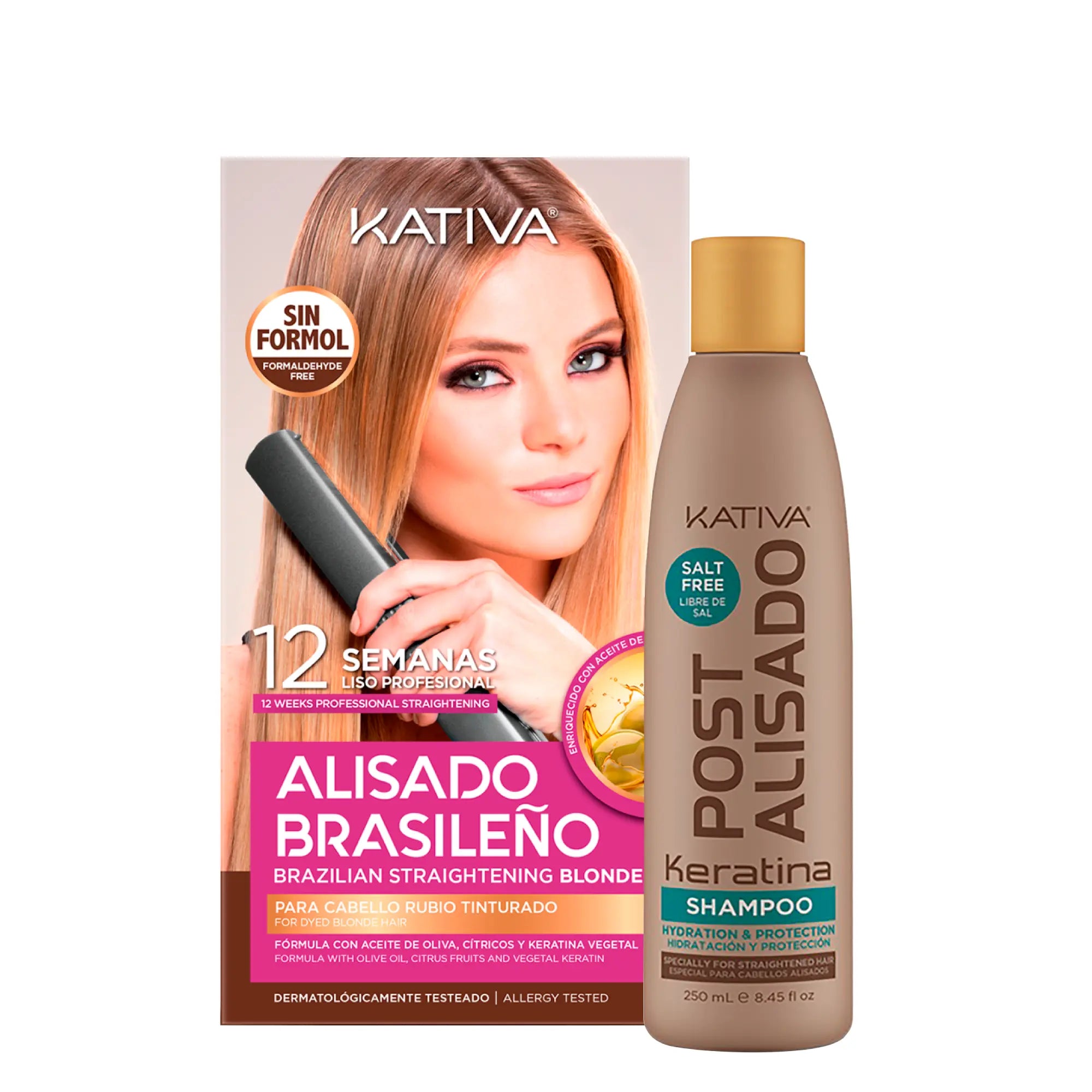 Kativa Alisado Brasileño para Cabello Claro 500ml + Obsequio Kativa