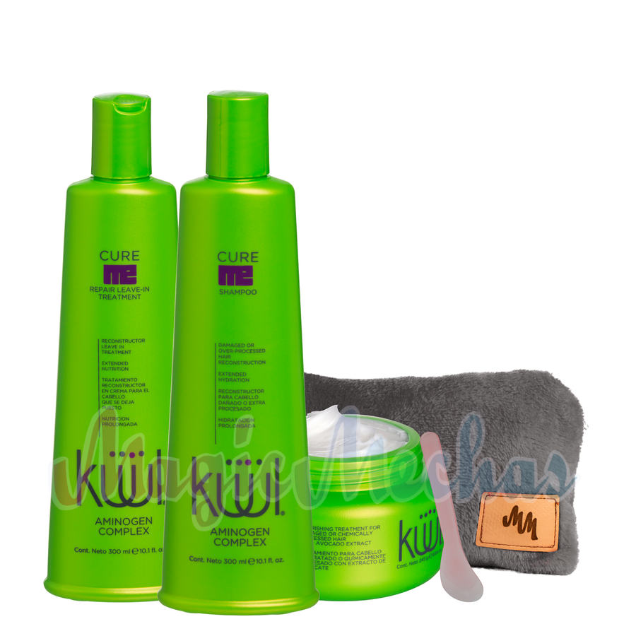 Kit kuul Cure Me Shampoo + Mascarilla + Tratamiento + Obsequio Kuul