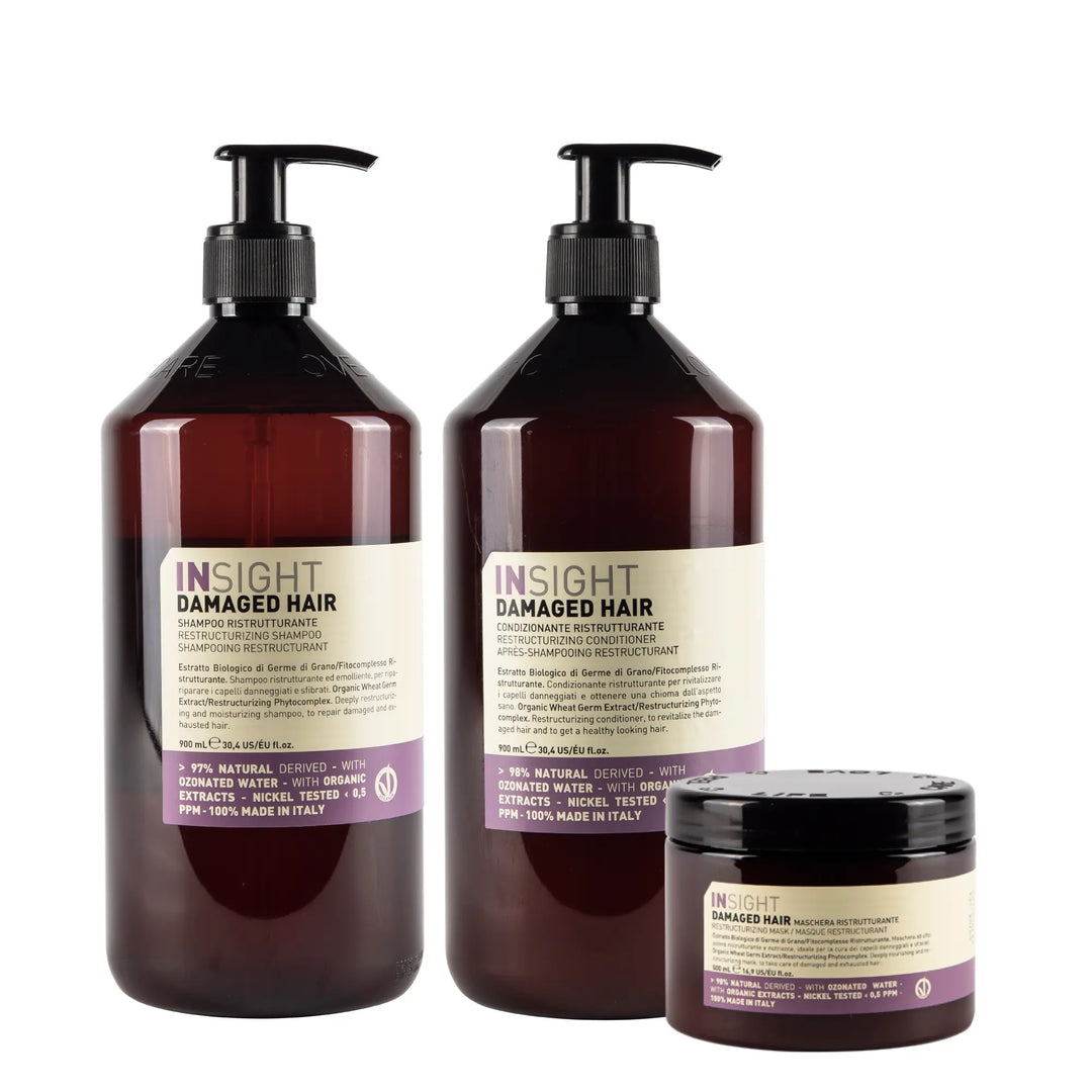 Kit Insight Damaged Hair Restructurizing Shampoo 900ml + Acondicionador 900ml + Mascarilla 500ml Insight