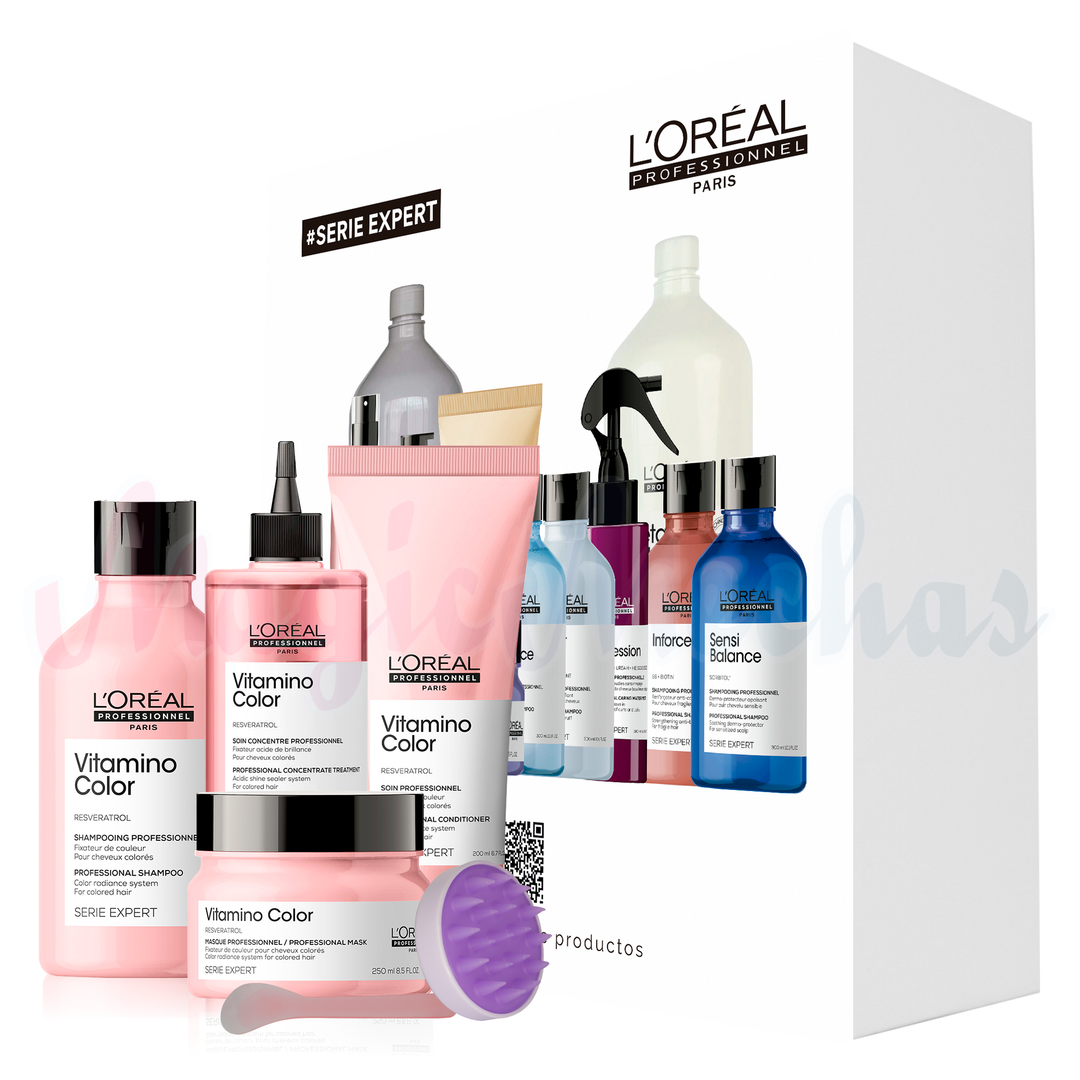 Kit Serie Expert Vitamina Color Shampoo + Acondicionador + Mascarilla + Tratamiento Concentrado Loreal Profesional