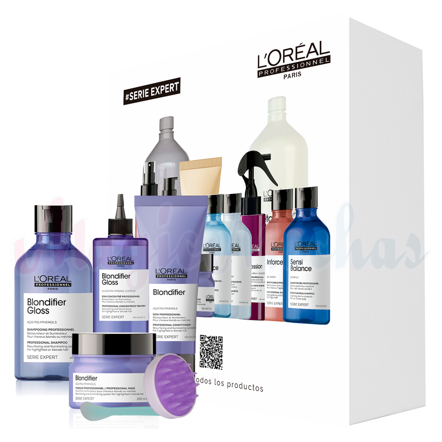 Kit Serie Expert Blondifier Gloss Shampoo + Acondicionador + Mascarilla + Tratamiento Concentrado + Obsequio Loreal Profesional