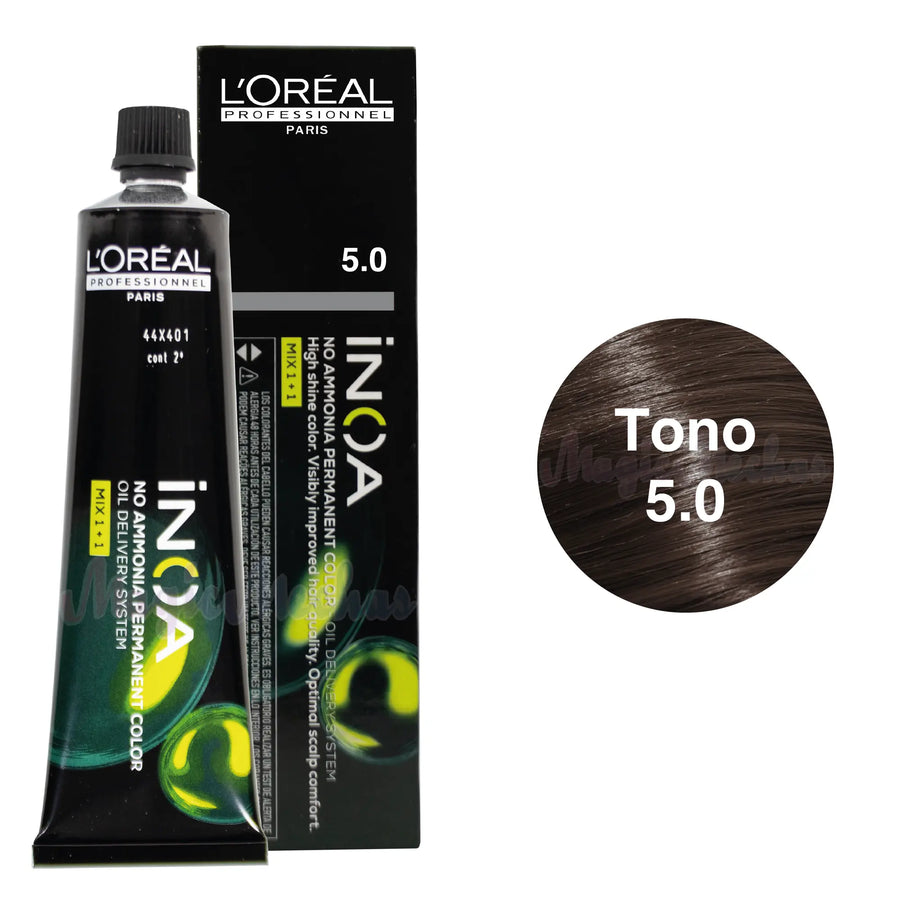 Tinte Inoa Tono 5.0 Castaño Claro Cobertura Profunda 60ml Loreal Profesional