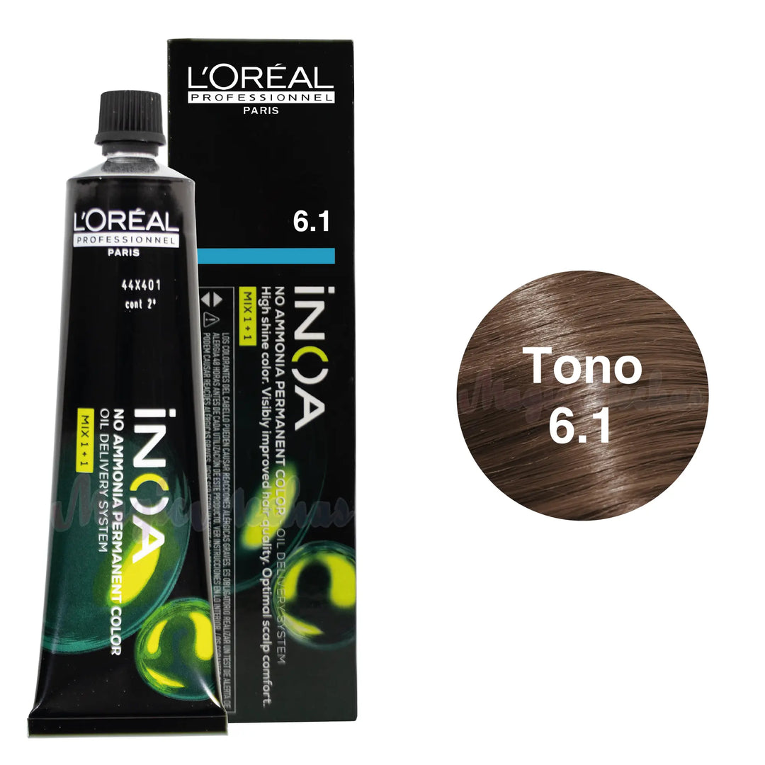 Tinte Inoa Tono 6.1 Rubio Oscuro Ceniza 60ml Loreal Profesional