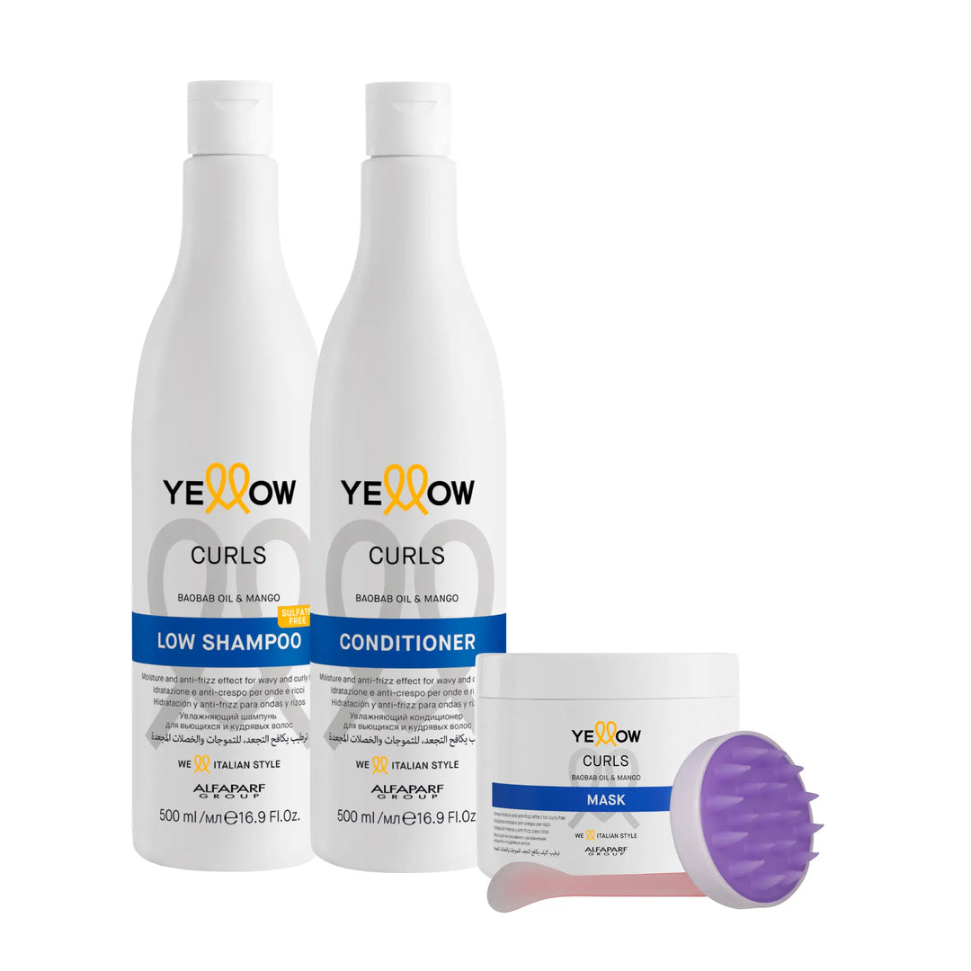 Kit Yellow Curls Low Shampoo + Acondicionador + Mascarilla Yellow