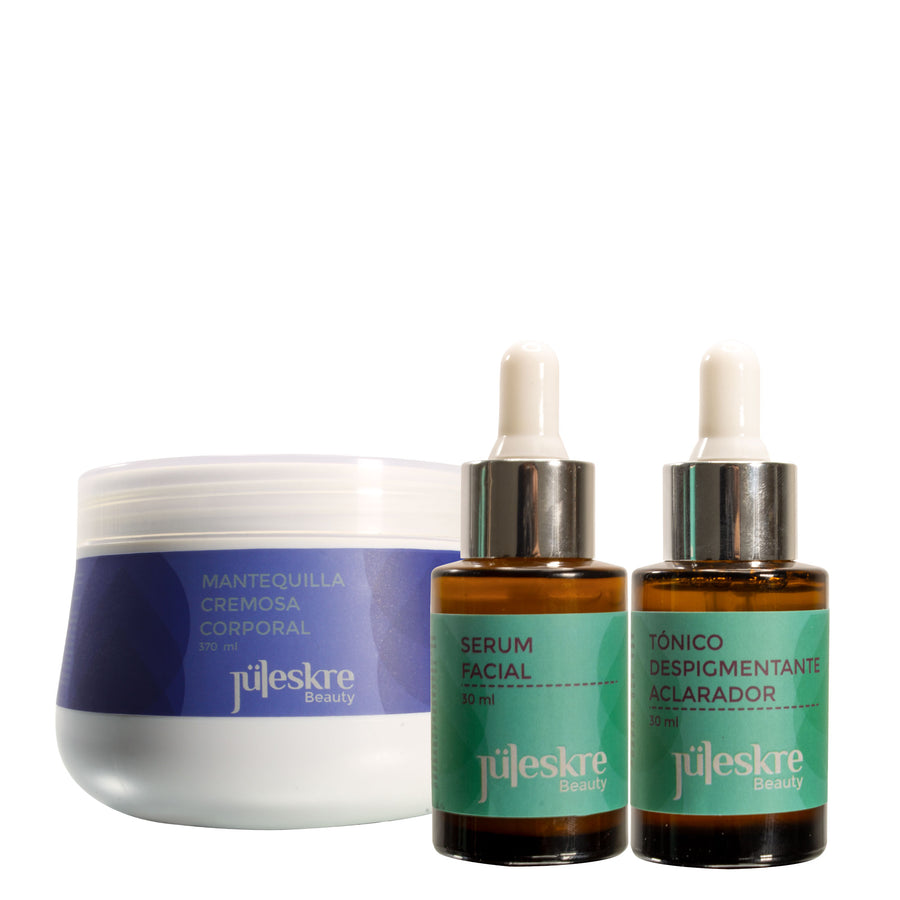 Kit Juleskre Beauty Mantequilla Cremosa Corporal + Tónico Despigmentante + Serum Facial 30ml Juleskre