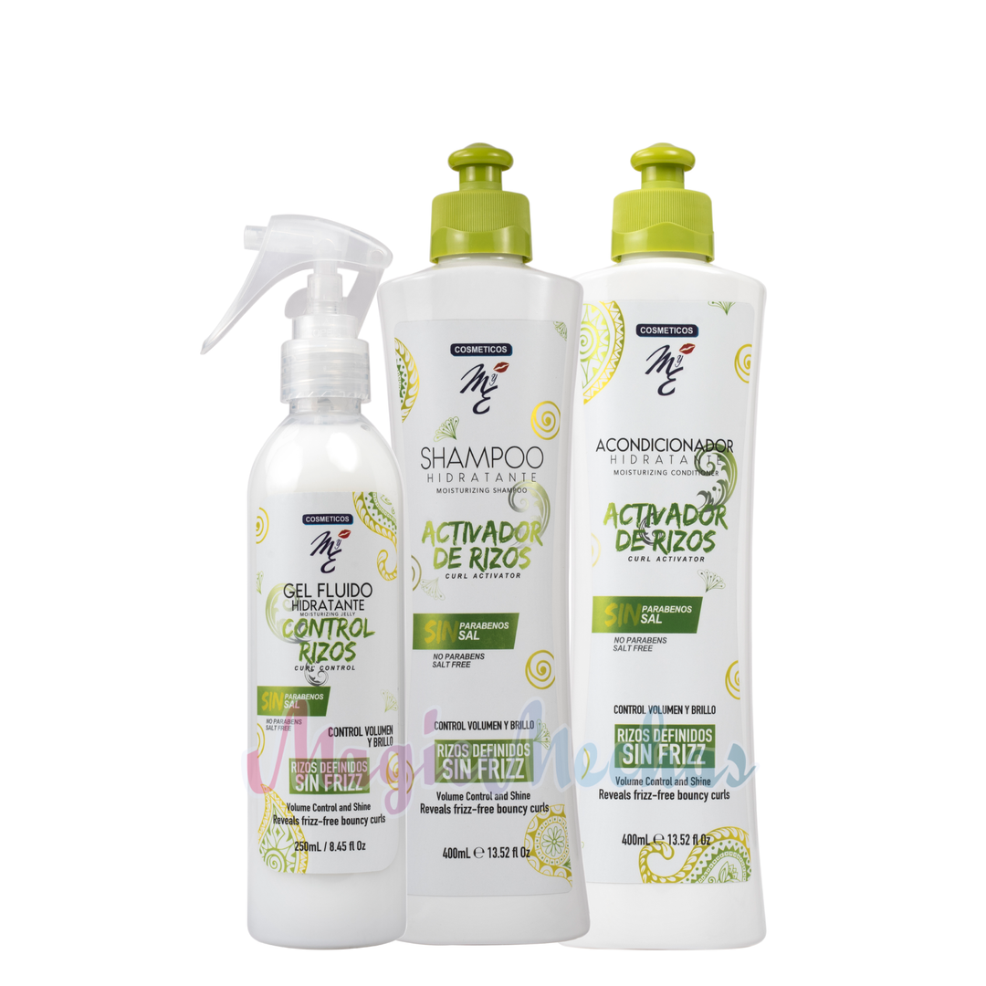 Kit MyE Activador De Rizos Shampoo + Acondicionador + Gel Fluido Hidratante MYE