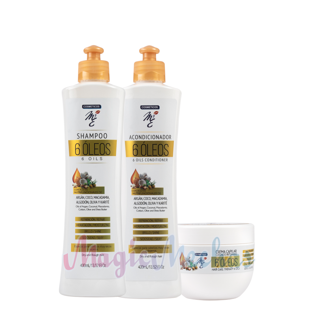 Kit MyE 6 Oleos Shampoo + Acondicionador + Crema Capilar Cuidado Intensivo MYE