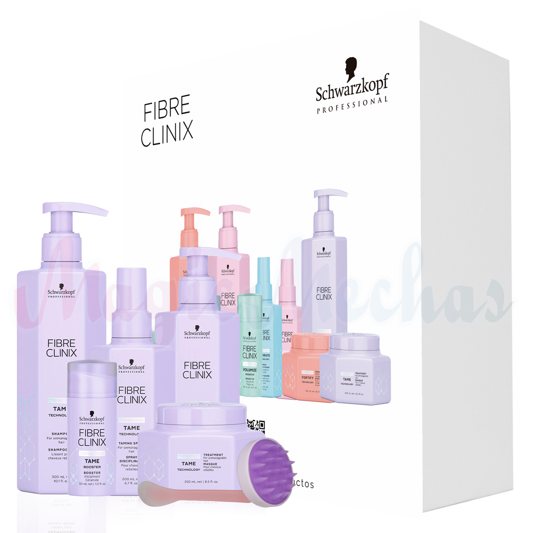 Kit Fibre Clinix Tame Shampoo + Acondicionador + Tratamiento + Spray Control + Potenciador Antiencrespado Schwarzkopf Professional