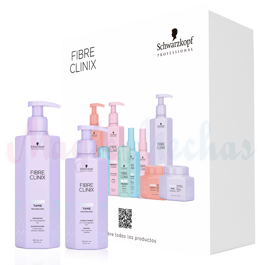 Kit Fibre Clinix Tame Shampoo + Acondicionador Antiencrespado Schwarzkopf Professional
