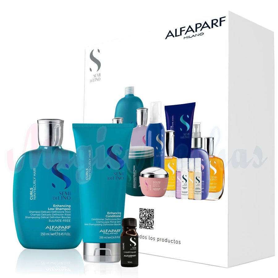 Kit Alfaparf Semi Di Lino Curls Wavy&Curly Hair Shampoo + Acondicionador Alfaparf