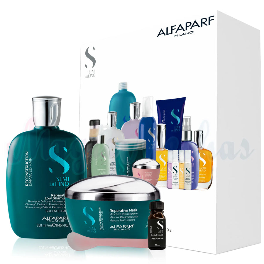 Kit Alfaparf Semi Di Lino Reconstruction Damaged Hair Shampoo + Mascarilla + Obsequio Alfaparf