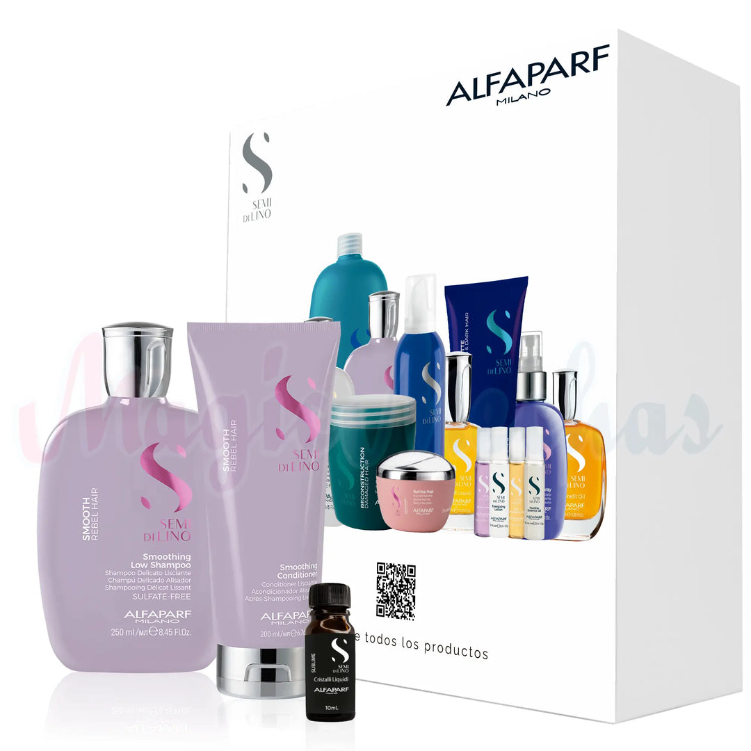 Kit Alfaparf Semi Di Lino Smooth Rebel Hair Shampoo + Acondicionador Alfaparf