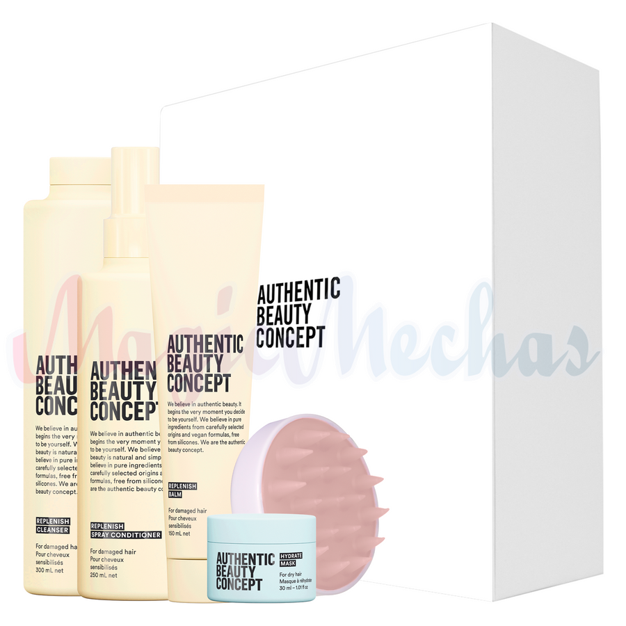 Kit Authentic Beauty Concept Replenish Shampoo + Acondicionador Spray + Balsamo + Obsequio. Authentic Beauty Concept