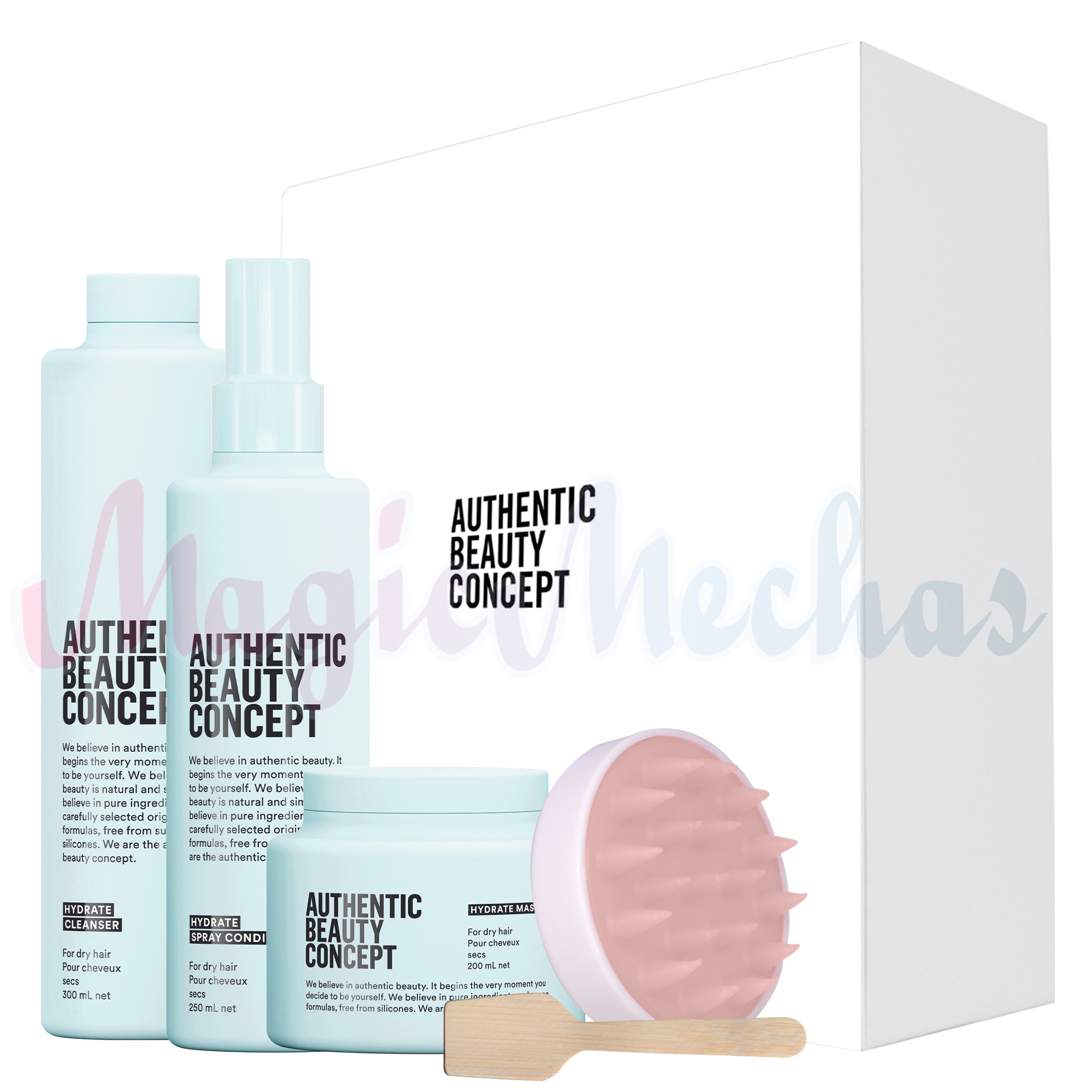 Kit Authentic Beauty Concept Hydrate Shampoo + Acondicionador Spray + Mascarilla + Obsequios. Authentic Beauty Concept