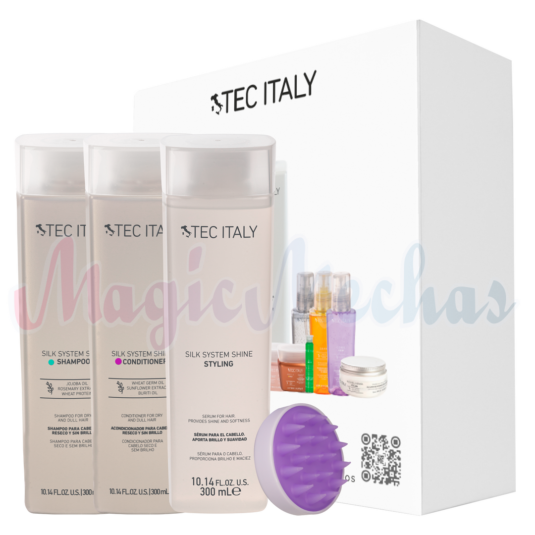 Kit Tec Italy Silk System Shine Shampoo + Acondicionador + Serum + Obsequio Tec Italy