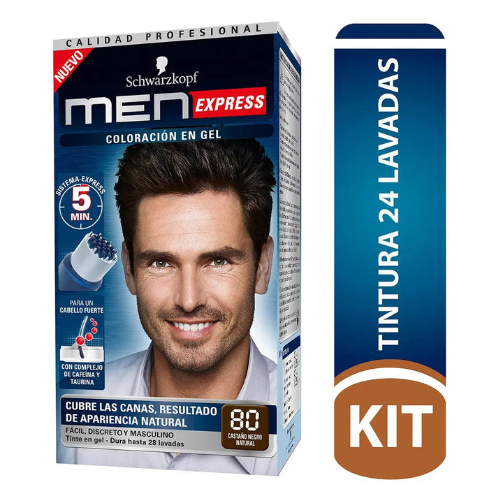 Tinte Men Express Permanente 80 Castaño Negro Natural Tubo - Magic Mechas