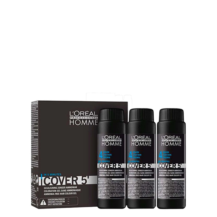 Loreal Homme Cover 5' Coloracion en Gel Tono 4 Castaño 50ml - Magic Mechas