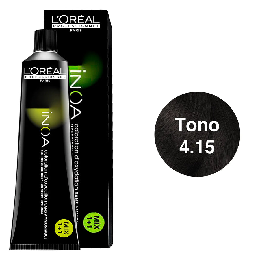 Tinte Inoa Tono 4.15 Castaño Cenizo Caoba 60ml Loreal Profesional