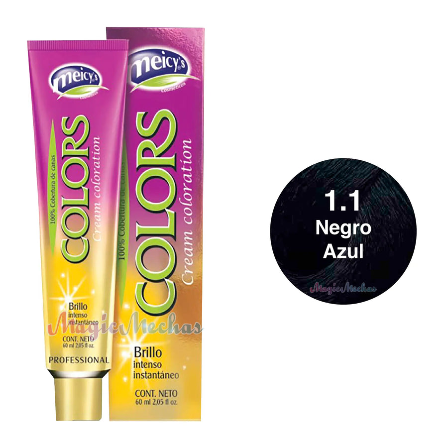 Meicys Tinte Colors Permanente 1.1 Negro Azul 60mL Meicys