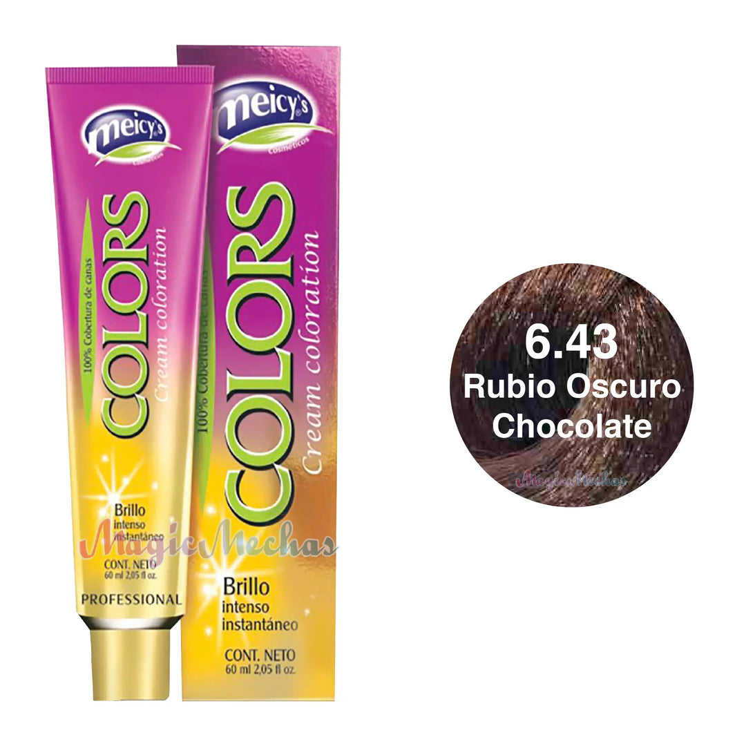 Meicys Tinte Colors Permanente 6.43 Rubio Oscuro Chocolate 60mL Meicys